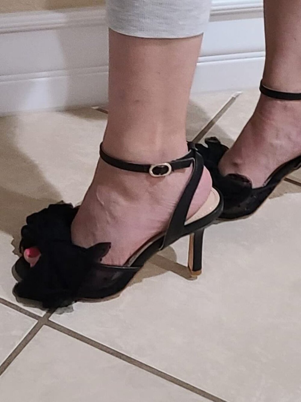 Women’s Bow Tie Stiletto Heels | Mesh Slingback Peep Toe Sandals